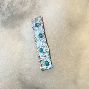 Silver Pendant with inset of aqua beads